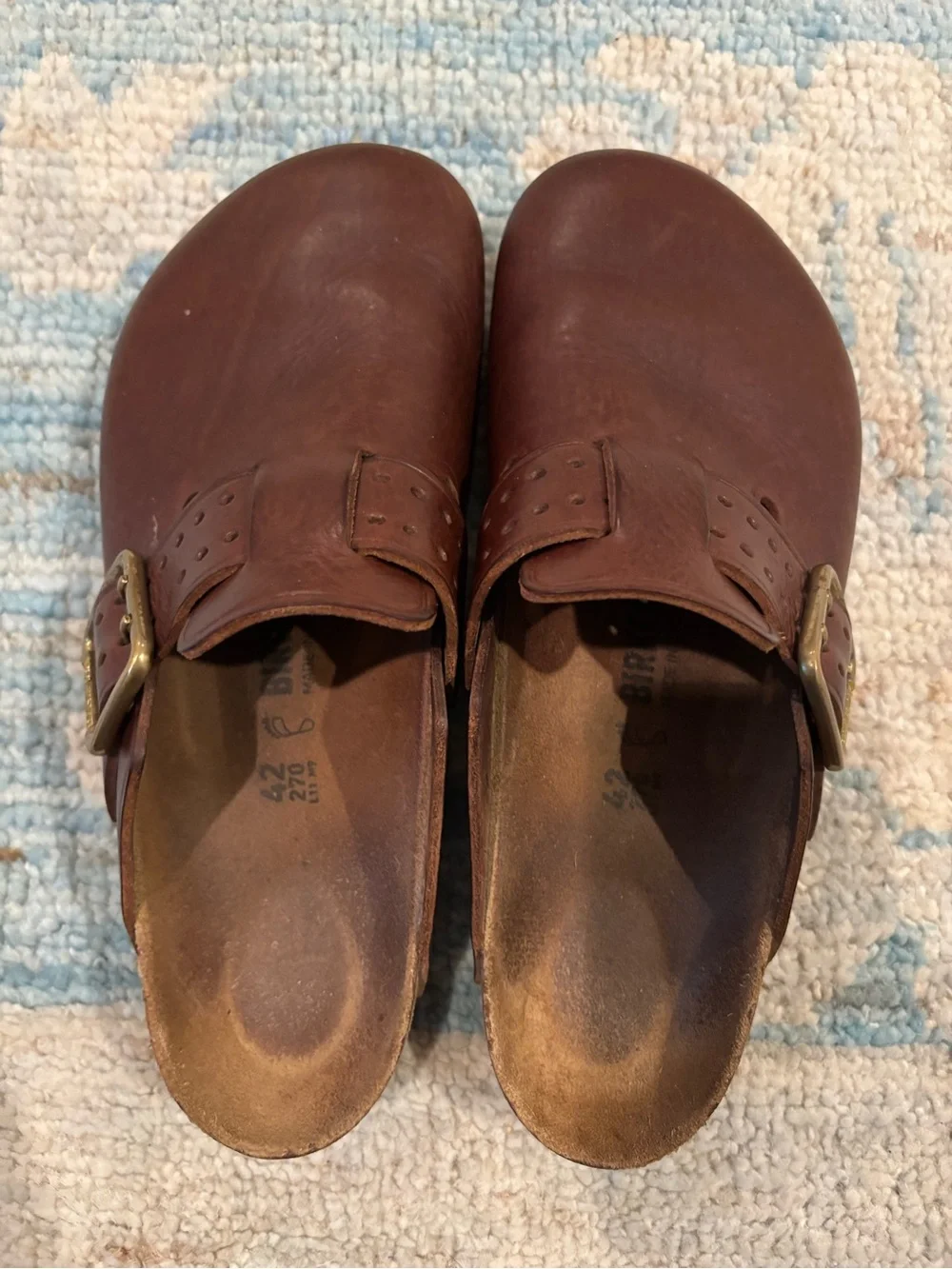 Birkenstock Bold 42 Men's Brown Leather Slip-On Clog with Buckle